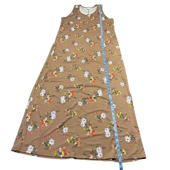 LuLaRoe Dani Maxi Dress Floral Print Sleeveless Brown 3XL New - Picture 9 of 12